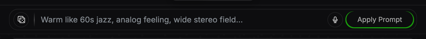 The prompt bar with the suggestion dice on the left, the text field, the microphone button and the Apply Prompt button