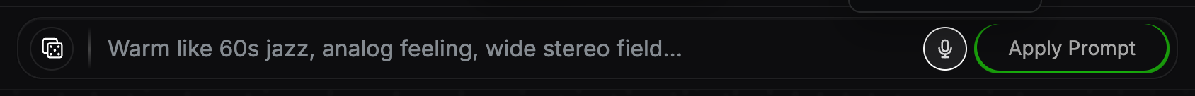 The prompt bar with the microphone button highlighted, between the text field and Apply Prompt